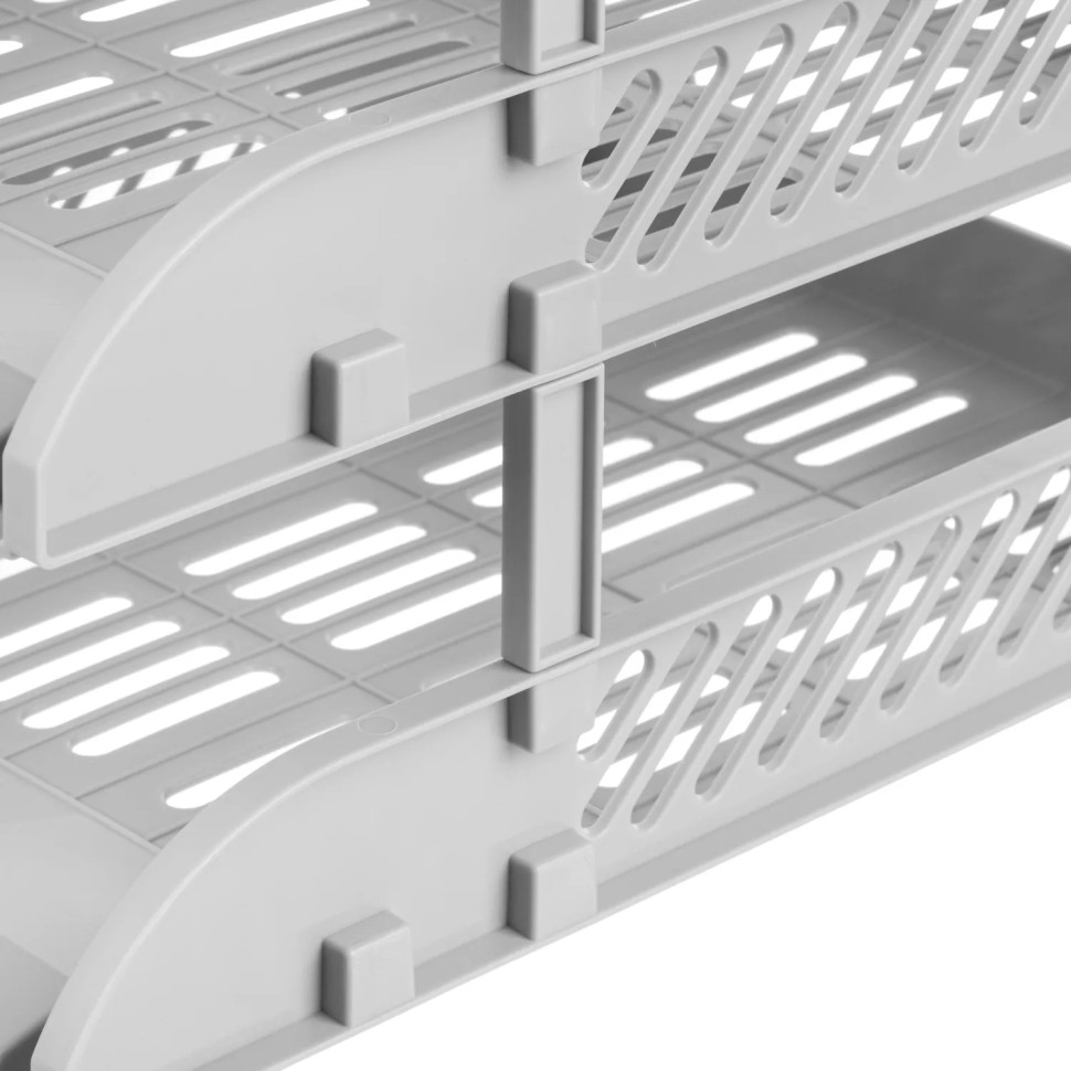 Лоток горизонтальный для бумаг Deli E9213, 3шт/наб, 325x241x255мм,пласт,сер