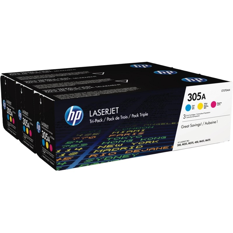 Картридж лазерный HP 305A CF370AM CMY для CLJ M351/M451/M375/M475(3шт/уп)
