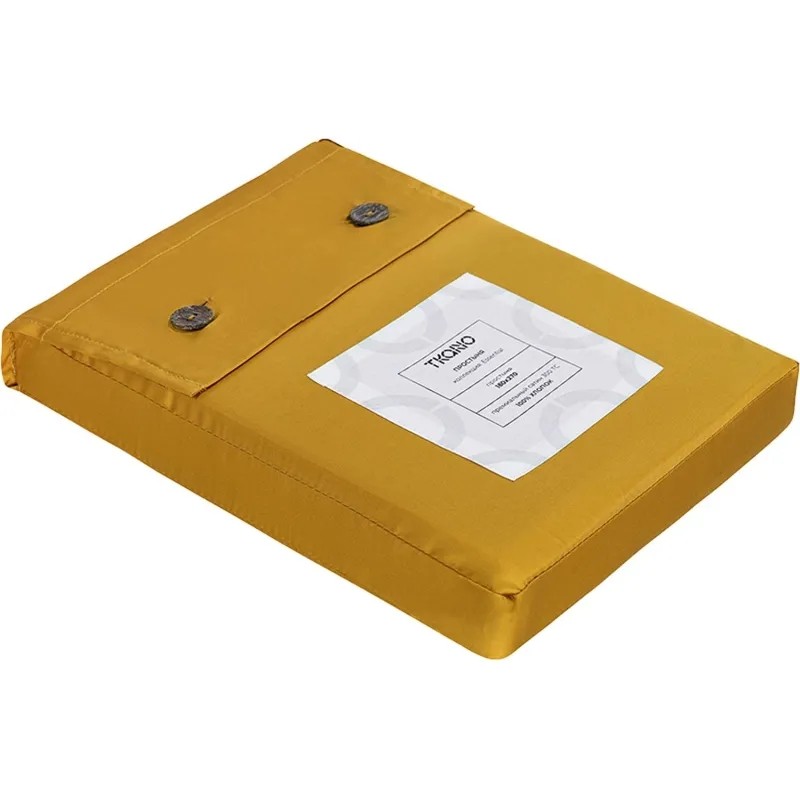 Простыня 180х270 из премиального сатина горчичного цвета,TK24-SH0020