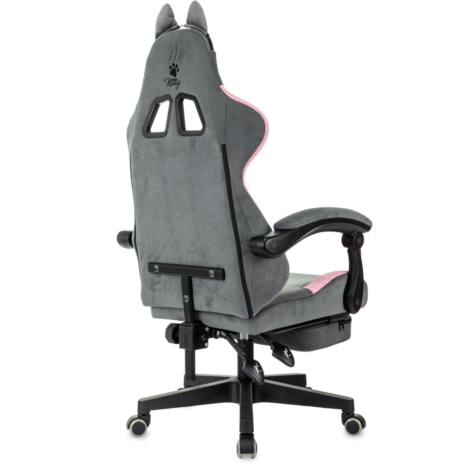 Кресло игровое VB_ Knight Kitty/F сер/роз ткань, пластик чер, под.для ног Кресло игровое VB_ Knight Kitty/F сер/роз ткань, пластик чер, под.для ног