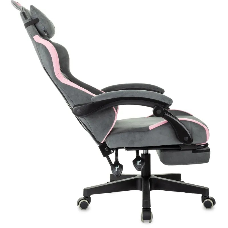 Кресло игровое VB_ Knight Kitty/F сер/роз ткань, пластик чер, под.для ног Кресло игровое VB_ Knight Kitty/F сер/роз ткань, пластик чер, под.для ног