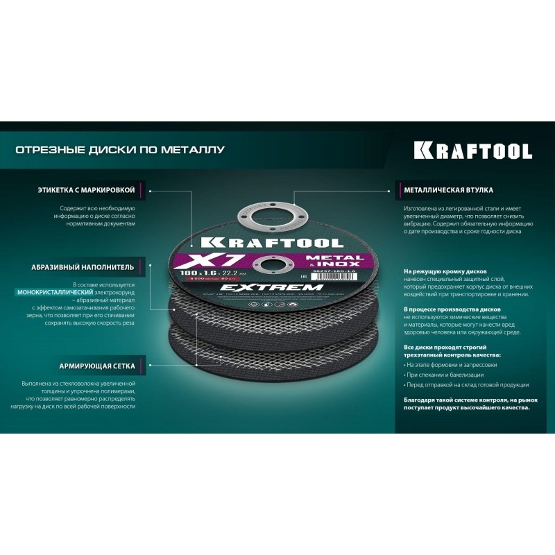 Диск отрезной KRAFTOOL X7-EXTREM RAIL по Ж/Д рельсам 350 мм, 36258-350-4.0