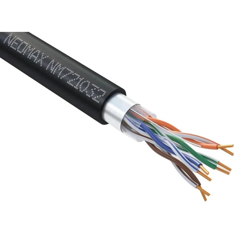 Кабель NEOMAX [NM721032-P] F/UTP cat.5e 4п 305м 25AWG медь внешний PE чер