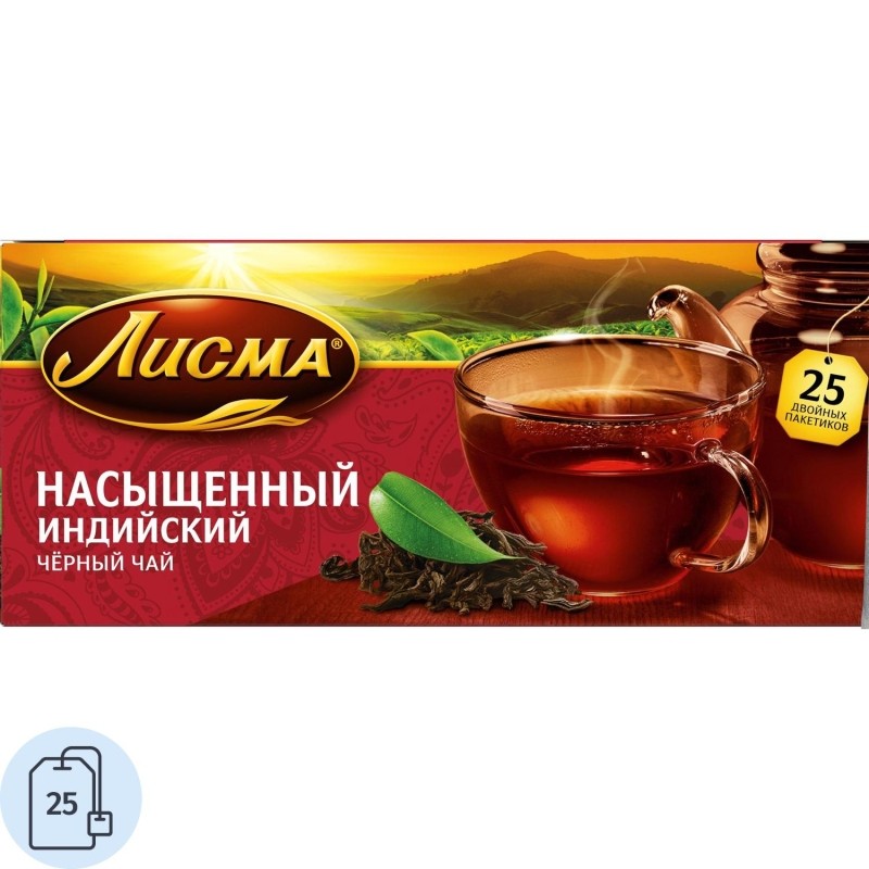Чай Лисма Насыщенный черный в пакетиках 1,8гx25шт