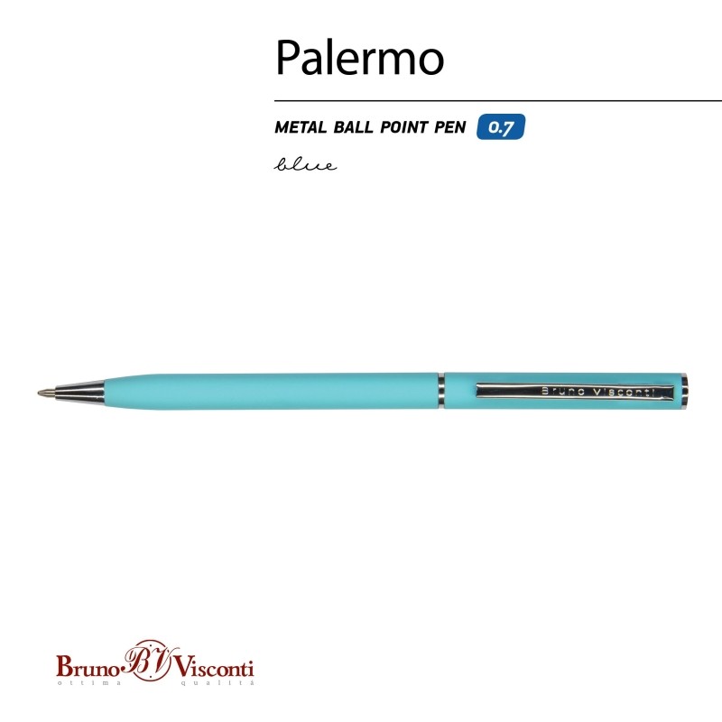 Ручка шариковая автомат. PALERMO бирюз.мет.корп, 0,7мм син 20-0250/09