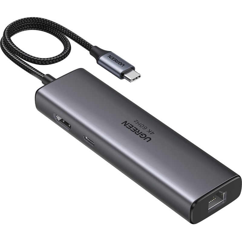 Разветвитель USB UGREEN CM512(45000)USB-C to HDMI/2xUSB-A/USB-C/RJ45/PD ср