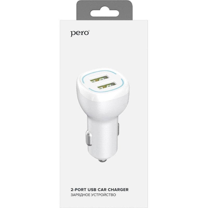 Зарядное устройство автомобильное PERO AC04 2USB 2.4A AUTOMAX, белое