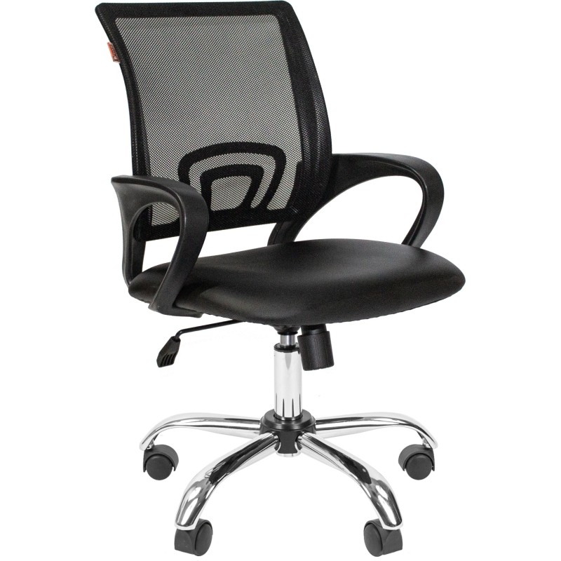 Кресло VT_EChair-304 TPU кожзам черн/сетка черн, хром