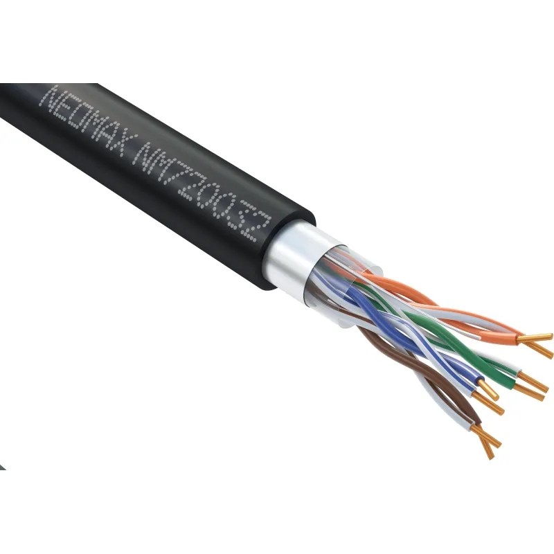Кабель NEOMAX [NM720032-P] F/UTP cat5e 4п 305м 24AWG Медь внешний PE чер