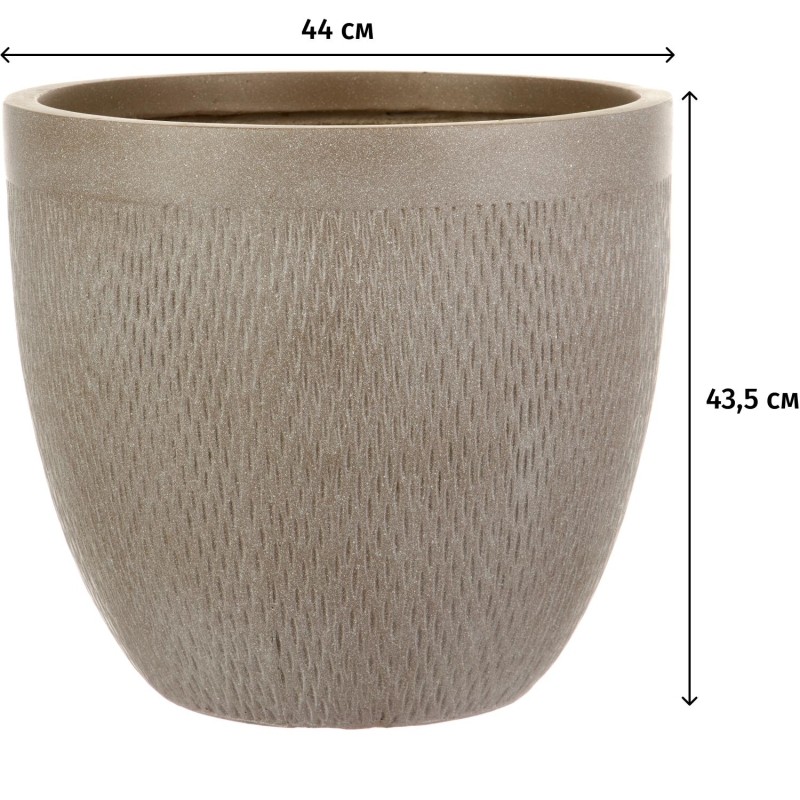 Кашпо Лотус Круглое, файберстоун, серо-коричневый,D44H43.5 cm, MESHR44-T
