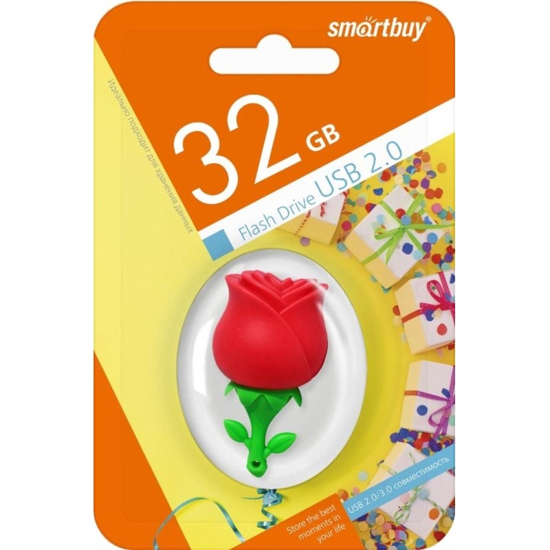 Флеш-память  Smartbuy Wild series, 32Gb, USB 2.0, роза, SB32GBRose
