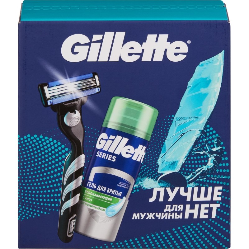 Подарочный набор Gillette бритва Mach3 ус гл д/бр Gillette Series 75мл муж