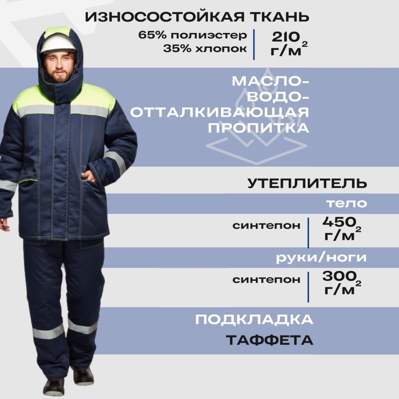 Костюм рабочий зимний муж з45-КПК син/лимон (р.48-50) 194-200