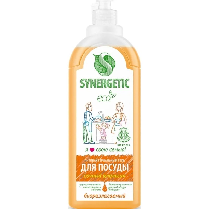 Средство для мытья посуды Synergetic гель Апельсин 1л с дозатором
