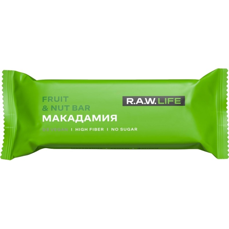 Батончик R.A.W.LIFE орехово-фруктовый Макадамия, 47гx15шт/уп