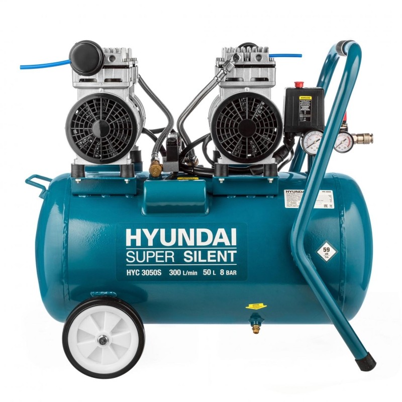 Компрессор поршневой безмасляный HYUNDAI 300л/мин, 50л, 2000Вт (HYC 3050S)