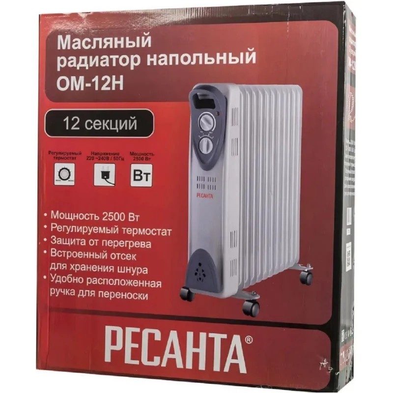 Радиатор масляный Ресанта ОМ-12Н (2,5 кВт)