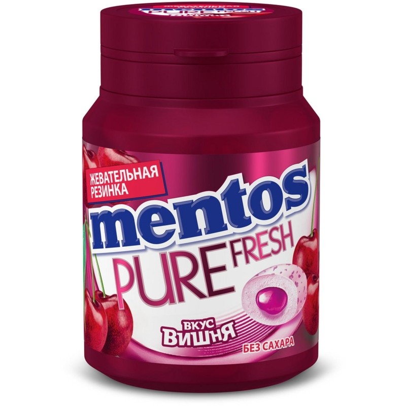 Жевательная резинка Mentos Pure Fresh вкус Вишня, банка, 54г