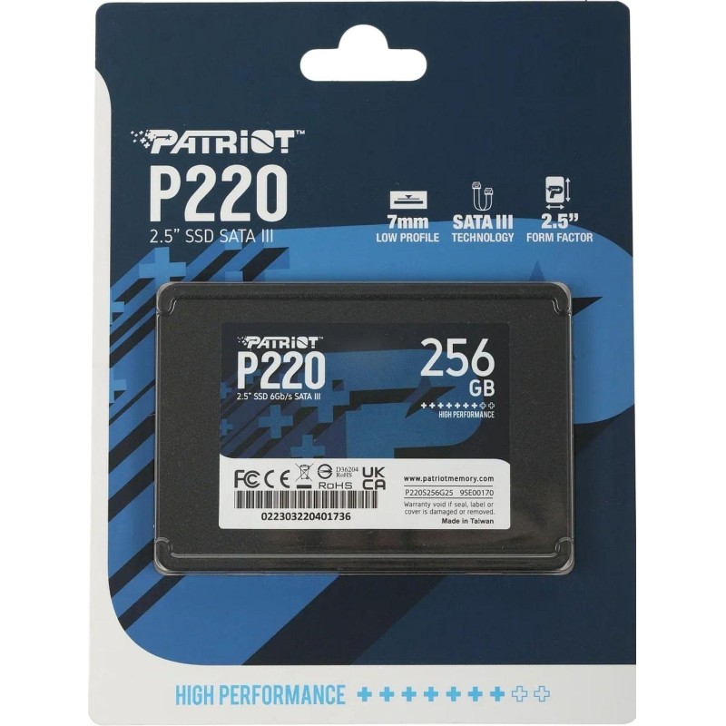 SSD накопитель Patriot P220 256ГБ, 2.5, SATA(P220S256G25)