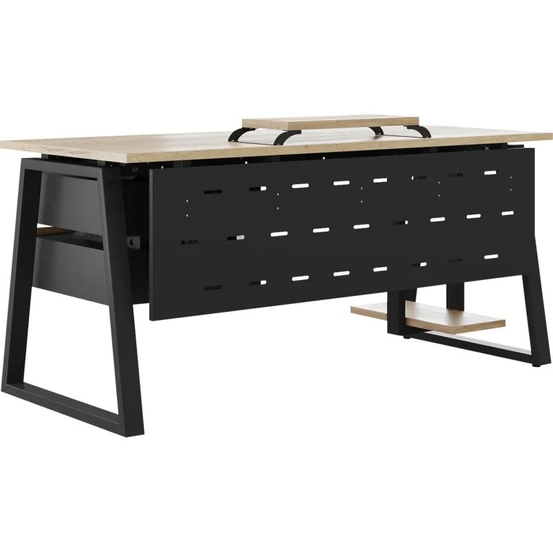 Стол офисный Kobor TR-180/70 1800x700x750 Черный муар/Дуб натуральный