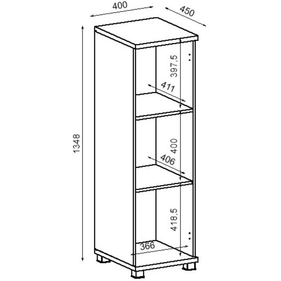 Шкаф - пенал Avance для документов сред.мод 6П.015.1 400х450х1348 белый