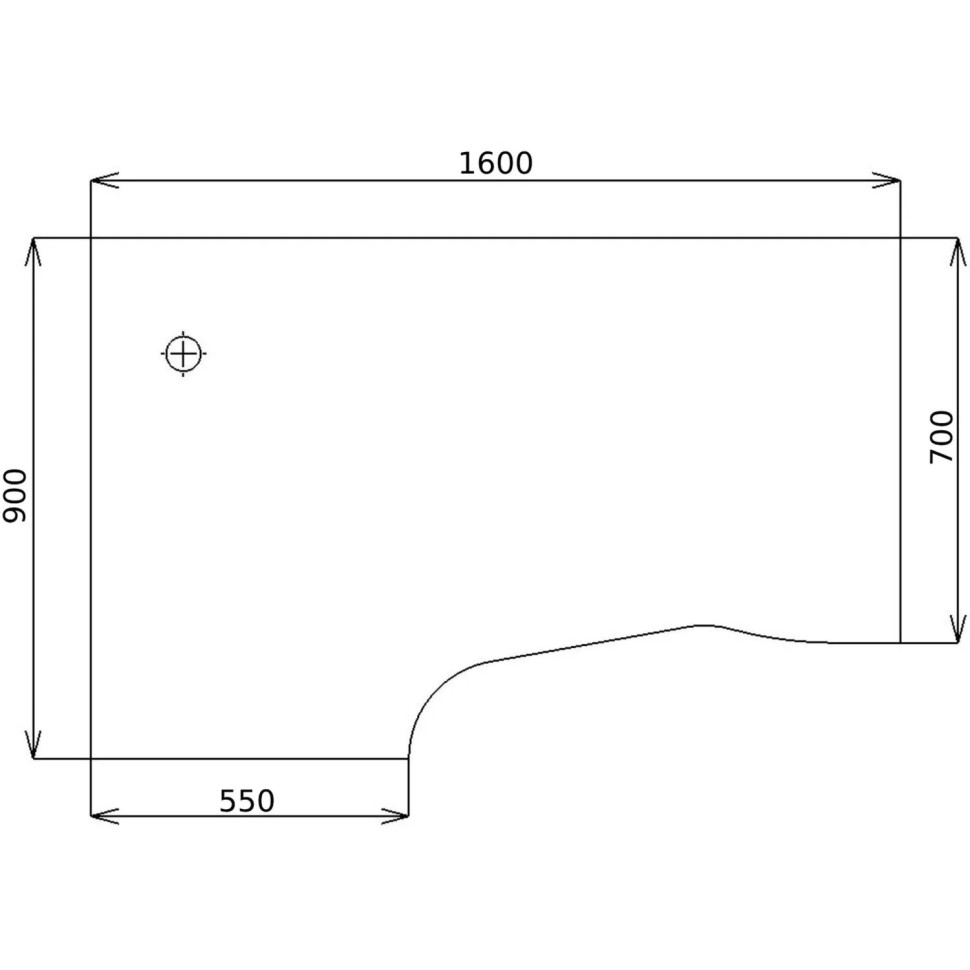 Стол Стиль криволинейный левый 2С.020 1600x900x750 New дуб