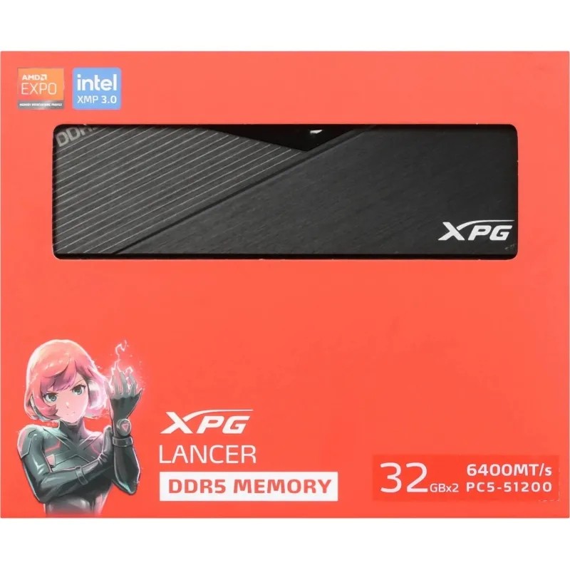 Модуль памяти ADATA DDR5 DIMM 64Gb(2x32Gb) 6400МГц (AX5U6400C3232G-DCLABK)