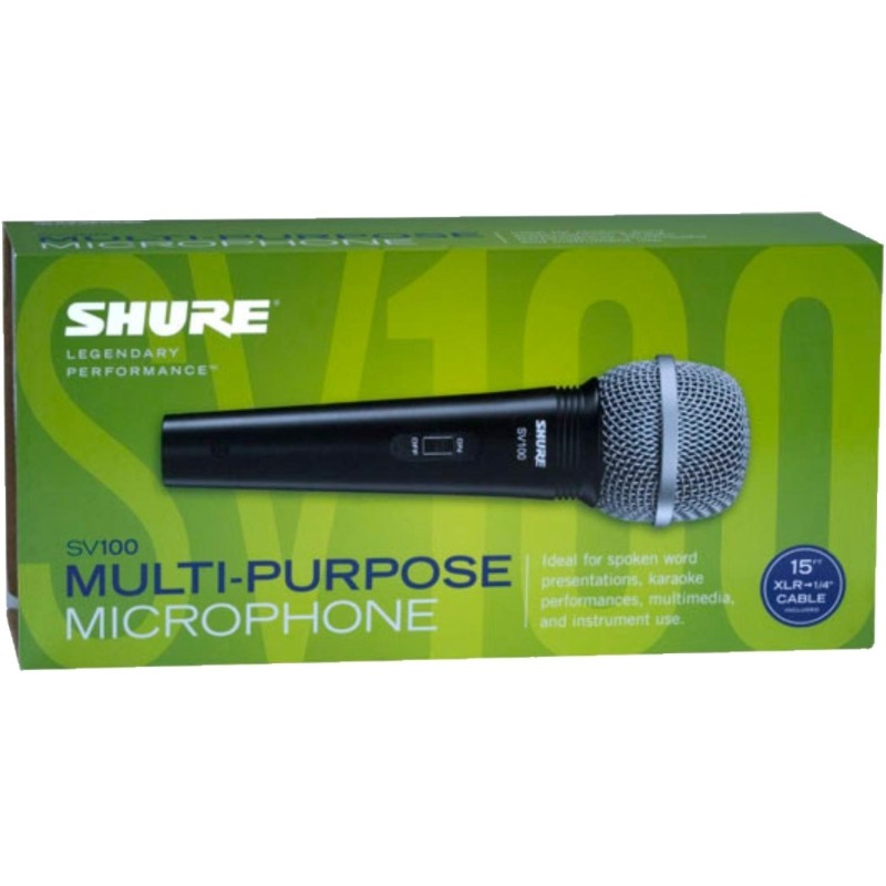 Микрофон Shure SV100-A, вокально-речевой с выкл. и каб.XLR-6.3 мм Jack