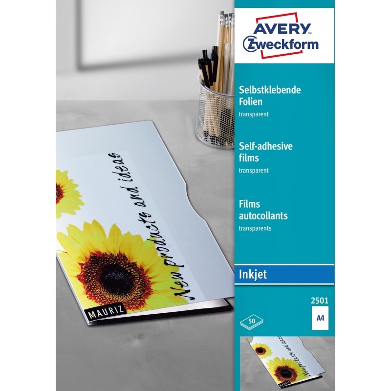Пленка Avery Zweckform самоклеящаяся, I-J,прозр., А4, 0,17мм, 50 л