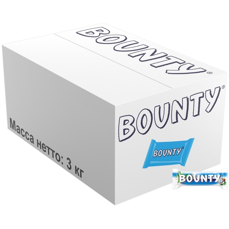 Шоколадный батончик Bounty с мякотью кокоса, 3кг