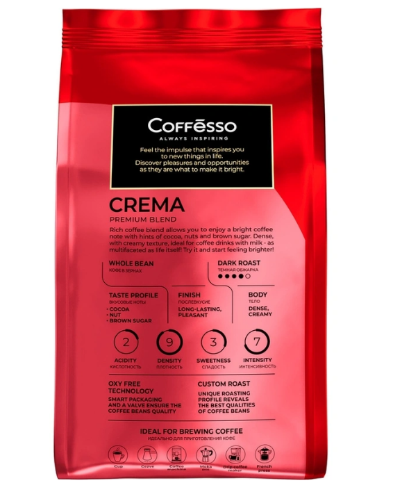 Кофе в зернах Coffesso Crema Premium Blend 1 кг (пакет)