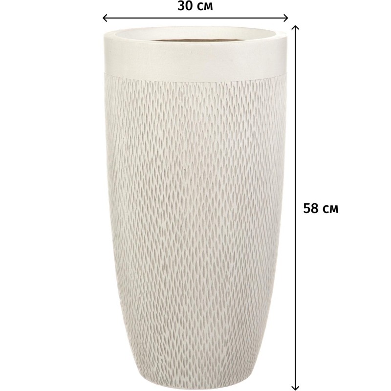 Кашпо Лотус Высокое Круглое, файберстоун, слон кость,D30H58 cm, MESHV30-AW