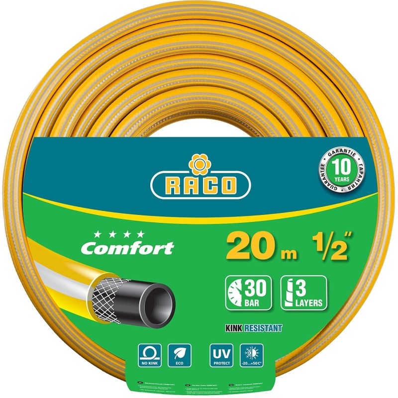 Шланг поливочный RACO COMFORT 1/2 20 м 30 атм трехслойный армированный