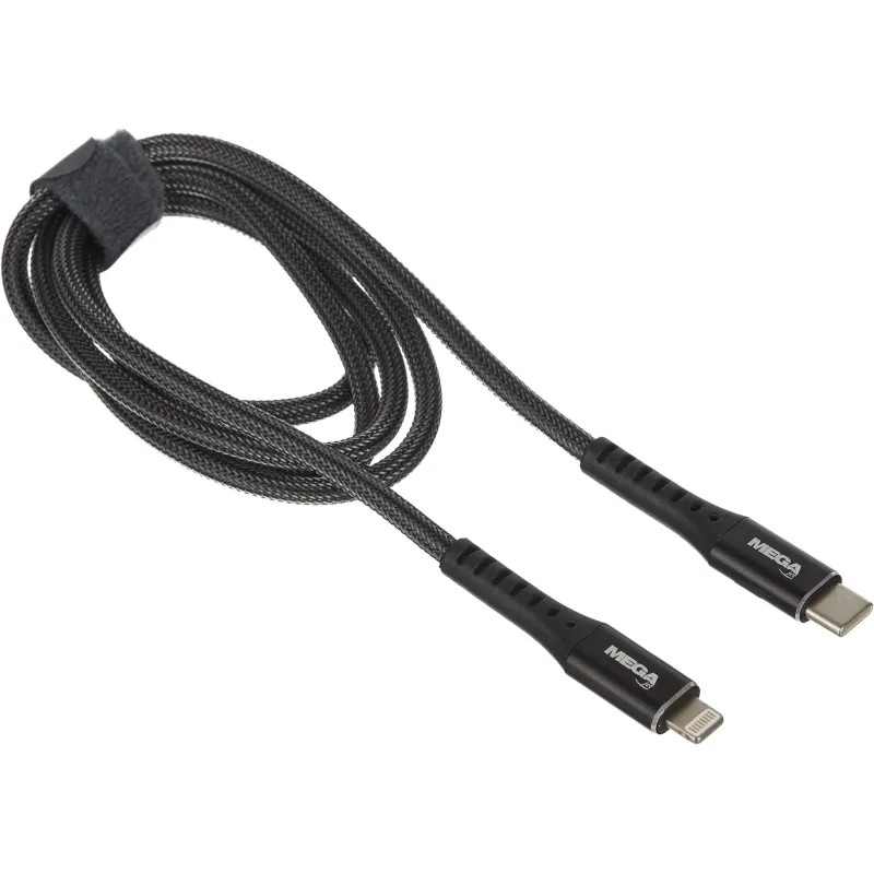 Кабель МОЩНОСТЬ, 1м, Type-C to Lightning,  нейл, черный BT-JCBL-009/U210PD