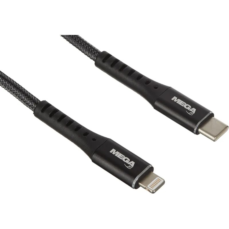 Кабель МОЩНОСТЬ, 1м, Type-C to Lightning,  нейл, черный BT-JCBL-009/U210PD