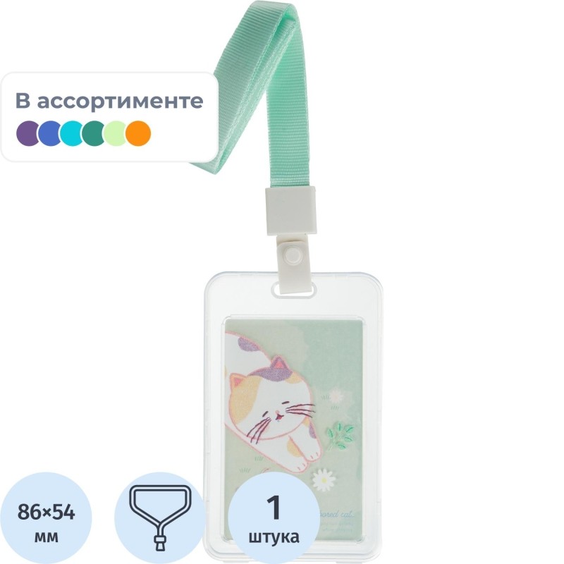 Бейдж Deli 64809 вертик.,с держат. и клипом,вкладыш:86x54мм,прозрачн., 1 шт