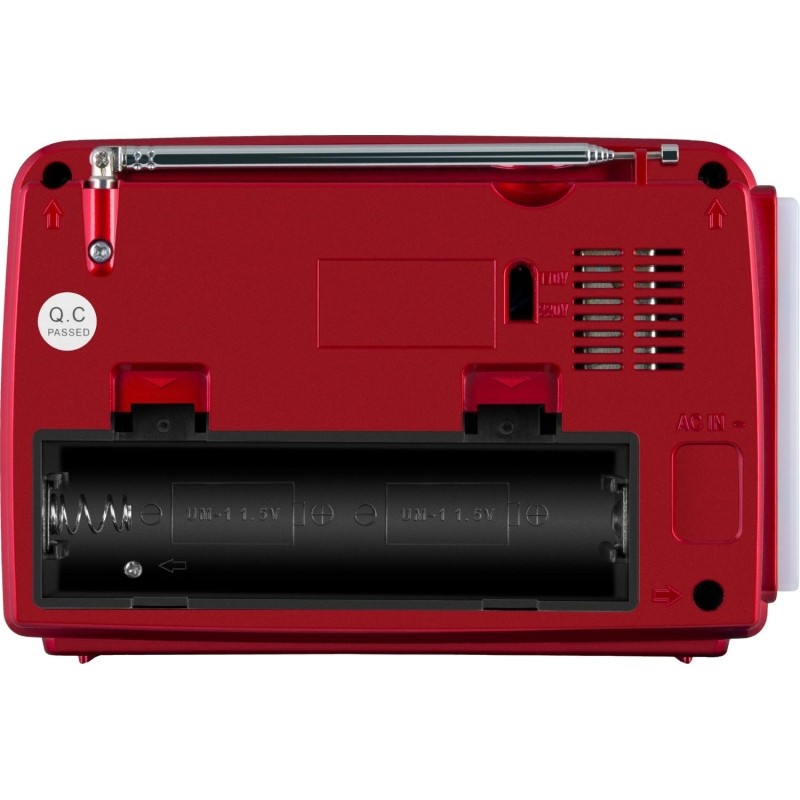 Радиоприемник Sven SRP-150, красный, BT/FM/AM/SW/USB/microSD, фонарь, аккум