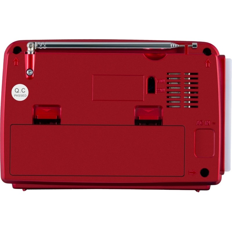 Радиоприемник Sven SRP-150, красный, BT/FM/AM/SW/USB/microSD, фонарь, аккум