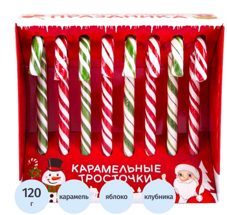 Карамель Карамельные Тросточки новогодние Сладкая сказка 8штx15г