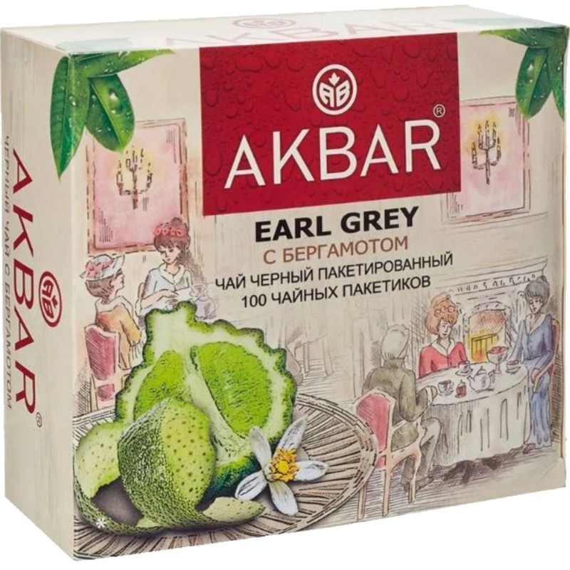 Чай Akbar Эрл Грей черный в пакетиках 100штх2г
