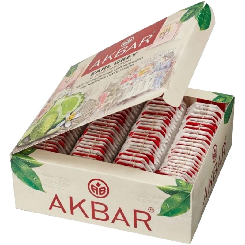 Чай Akbar Эрл Грей черный в пакетиках 100штх2г