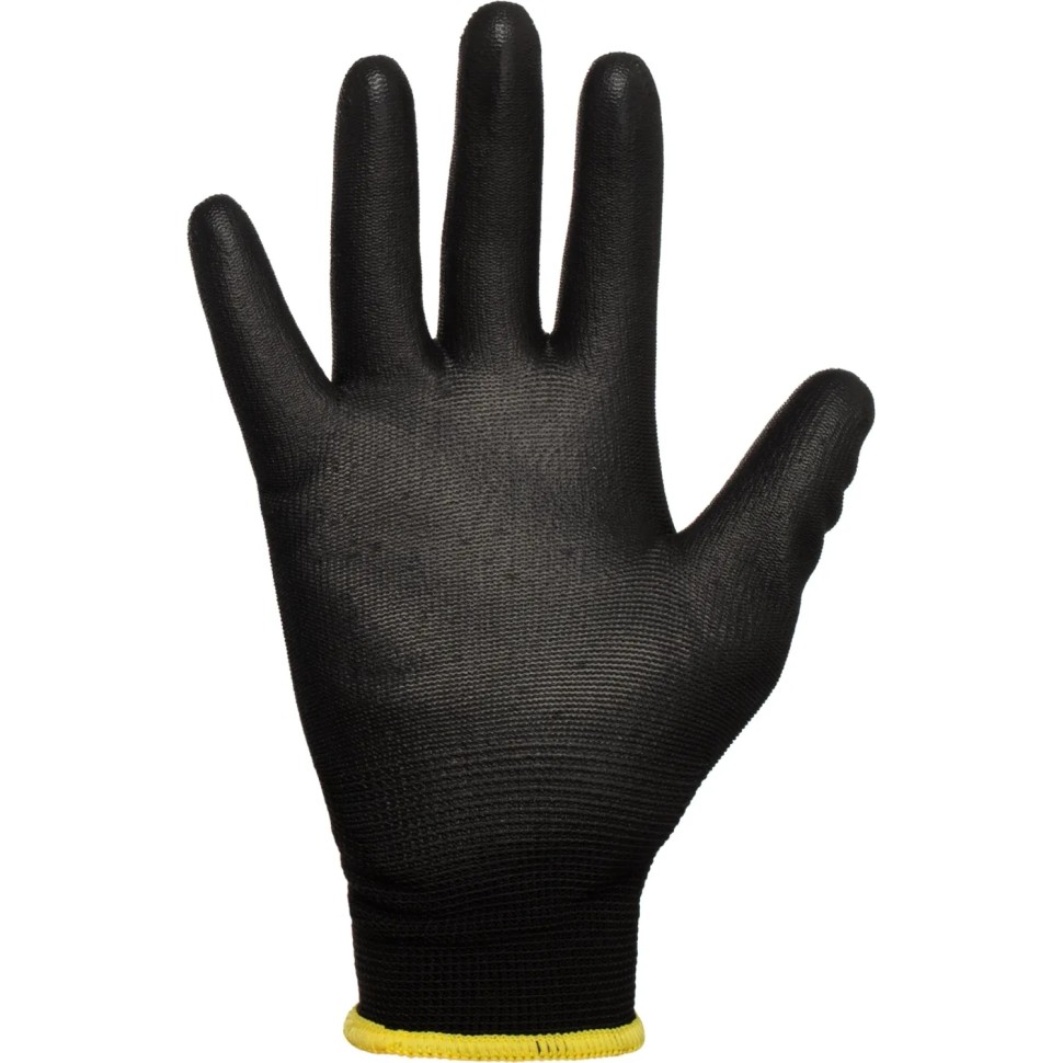 Перчатки защитные TOPFORT нейлоновые с п/у покрытием черные р. 9 (L)