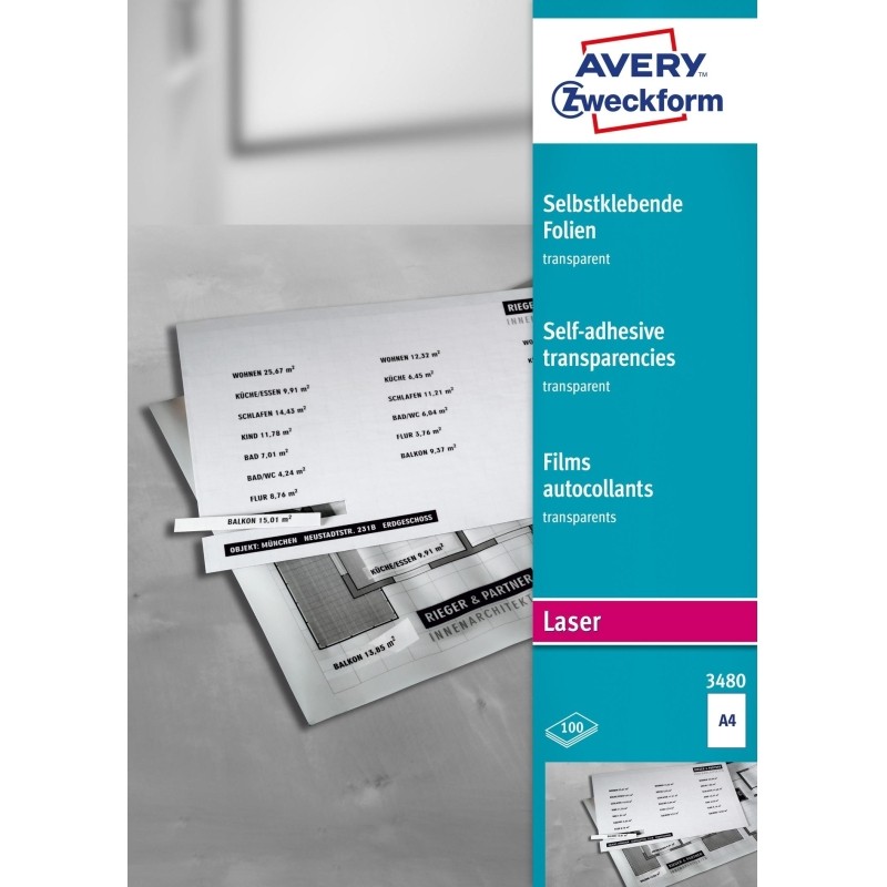 Пленка Avery Zweckform самоклеящаяся, L+K+CL,прозр., А4, 0,14 мм, 25 л