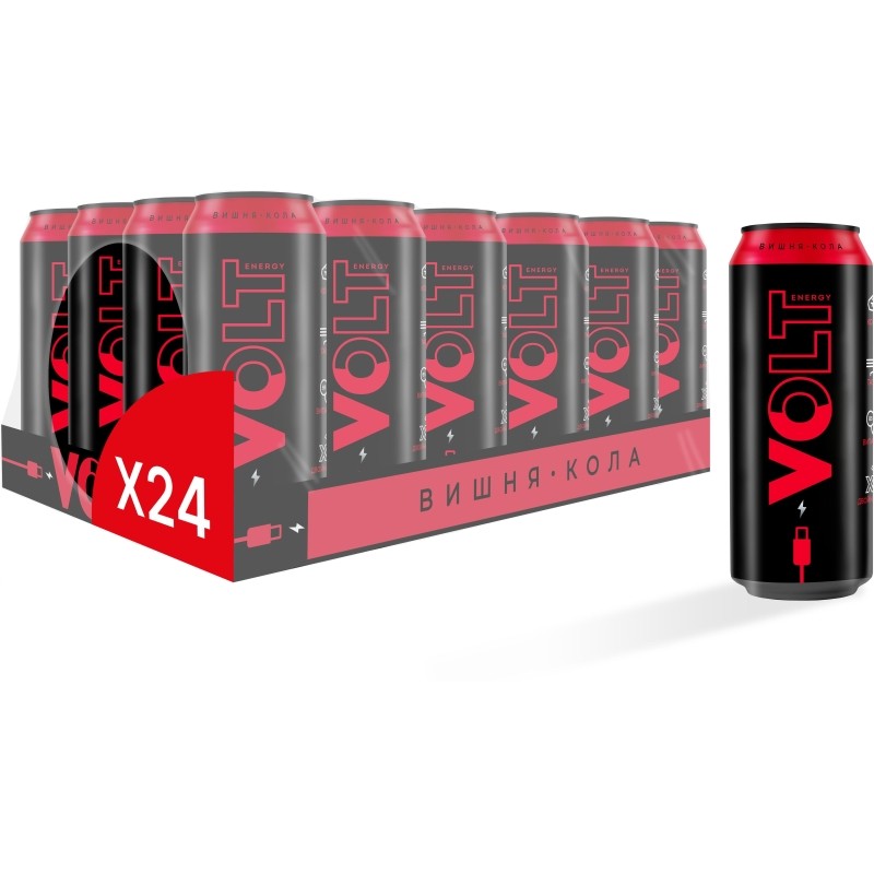 Напиток энергетический Volt Energy со вкусом вишни и колы, 0,45 л