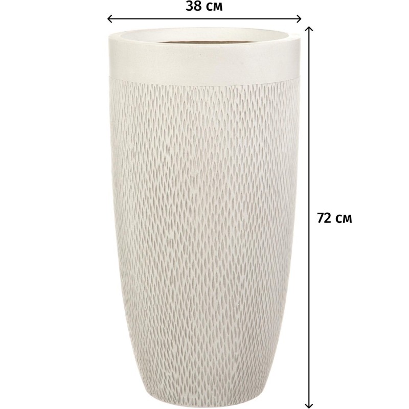 Кашпо Лотус Высокое Круглое, файберстоун, слон кость,D38H72 cm, MESHV38-AW