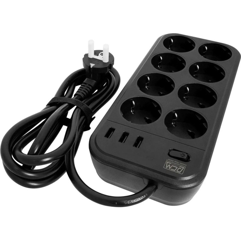 Сетевой фильтр Powercom SP-08 USB03AB 1,8 m (8 розеток) черный