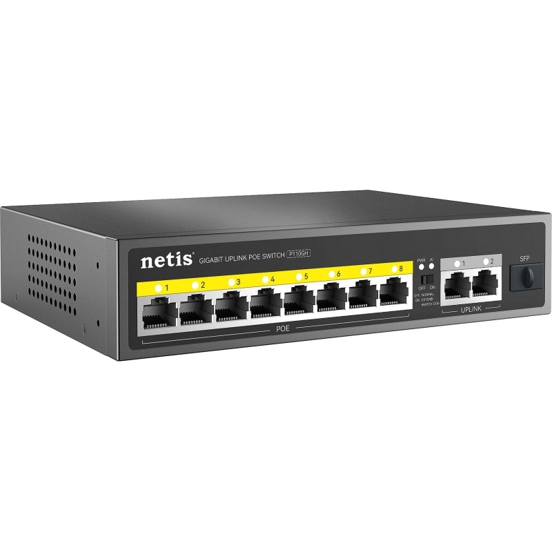 Коммутатор Netis P110GH 8х100 Мбит/с PoE+ 120Вт, 2х1000 Мбит/с, 1xSFP