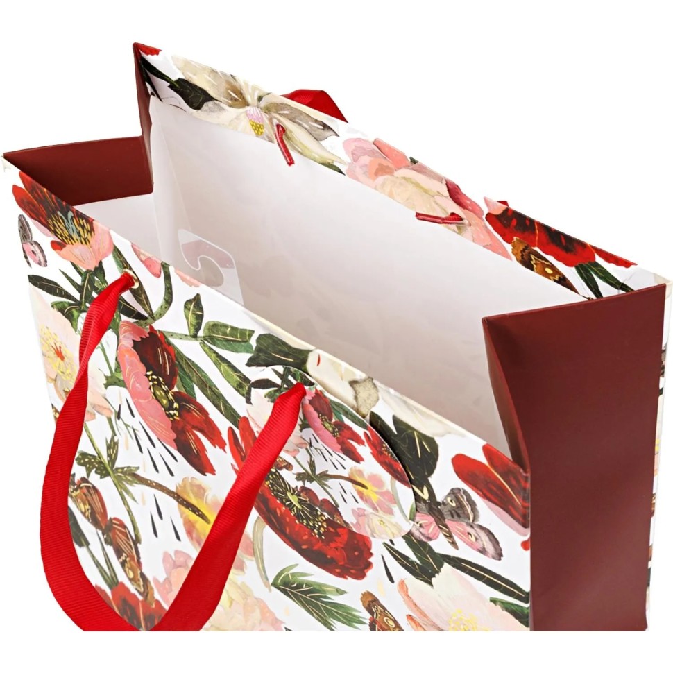 Пакет для подарков PREMIUM FLORA.ПИОНЫ, L, 26 x 32.4 x 13 см, 2-852/05