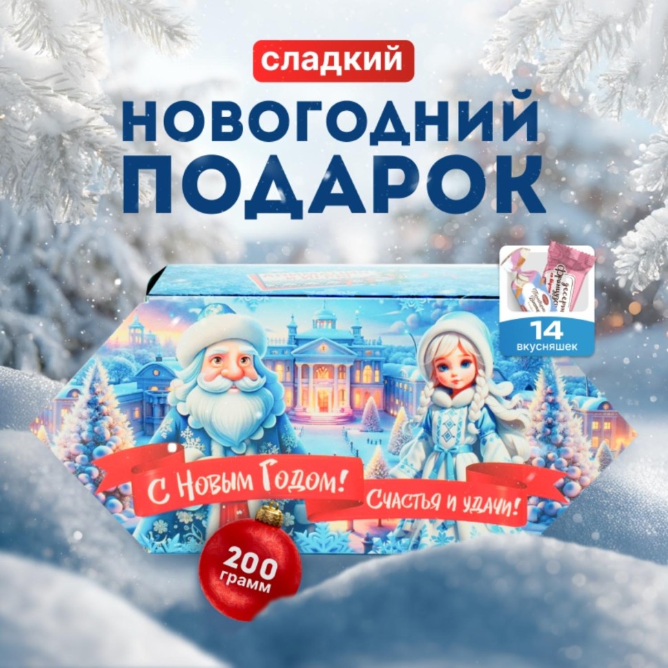 Новогодний сладкий подарок Снежный город Картон 200 грамм, K032