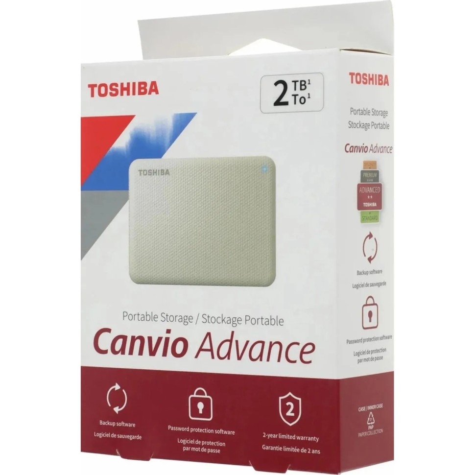 Портативный HDD Toshiba 2TB HDTCA20EW3AA Canvio Advance 2.5 USB 3.0, Белый
